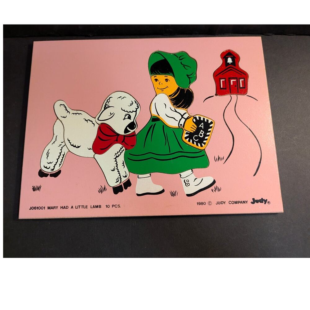 Vintage 1980 The Judy Company Mary Had a Little Lamb Wooden Inlay Puzzle J061001